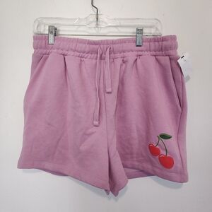 Pink Cherry Drawstring Women's Athletic Shorts
